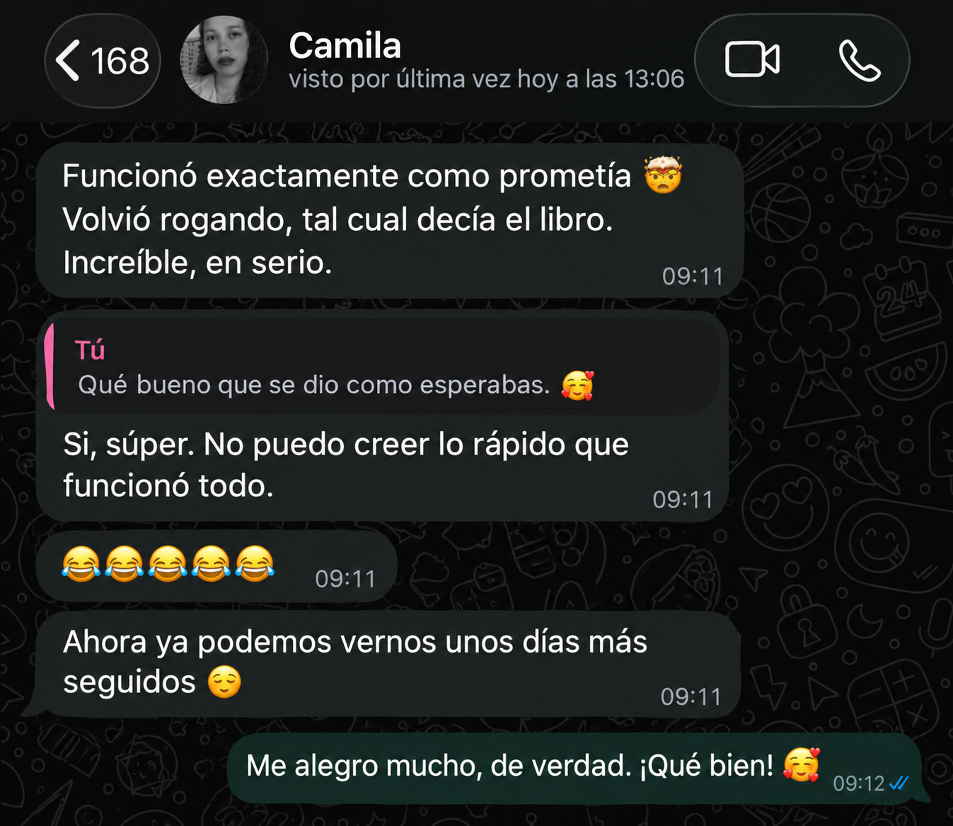 Depoimento de Camila por WhatsApp